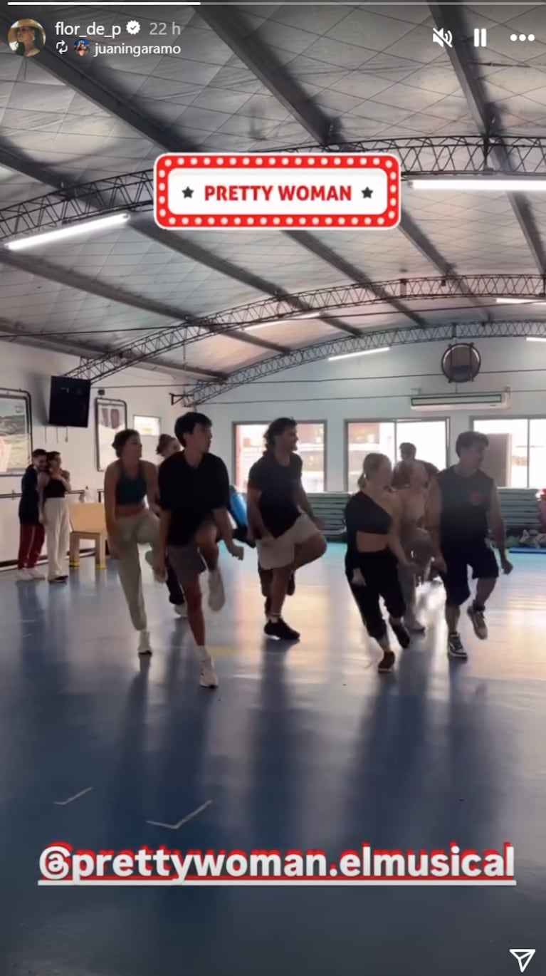 Flor Peña y Juan Ingaramo ensayando Pretty Woman. Foto: IG | flor_de_p
