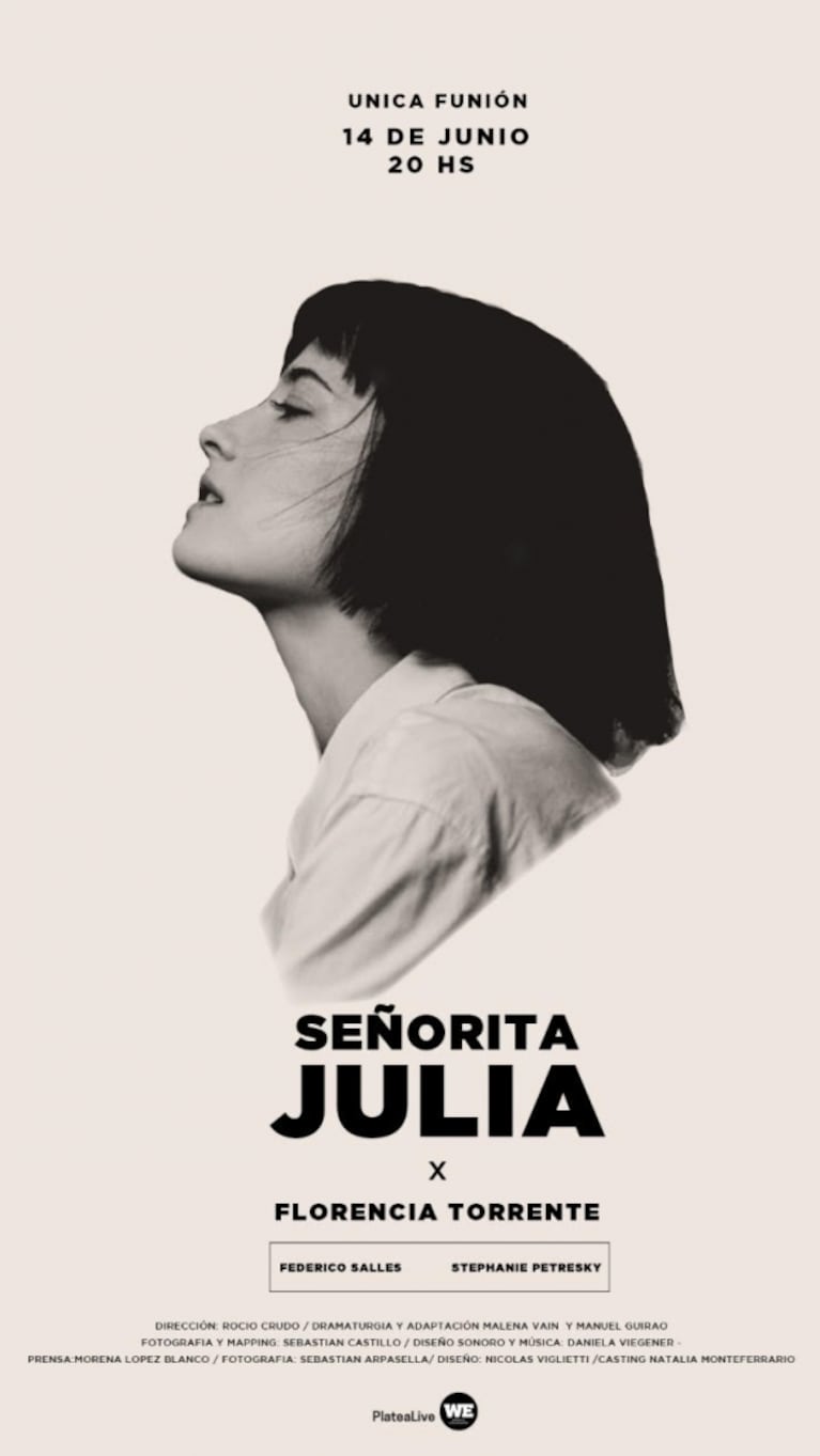 Flor Torrente encara un llamativo nuevo desafío: del Bailando a "Señorita Julia"