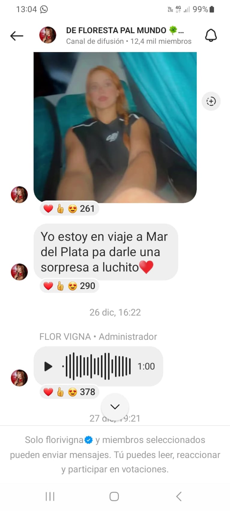 Flor Vigna antes de separarse de Luciano Castro.