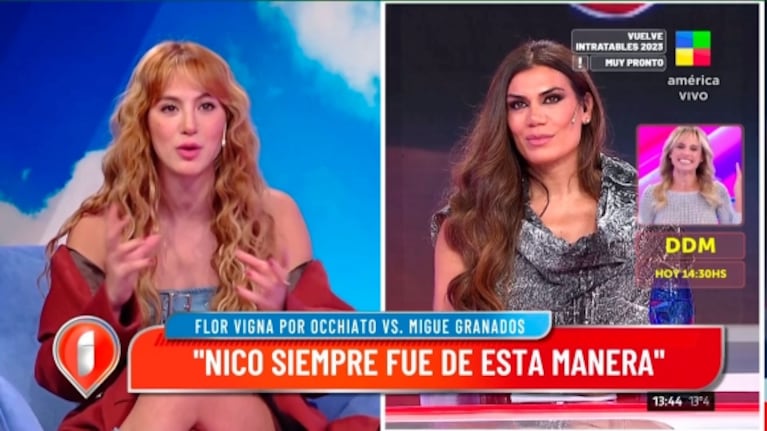 Flor Vigna bancó a Nico Occhiato en su guerra por el streaming con Migue Granados