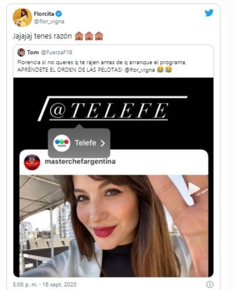 Flor Vigna cometió un insólito error al confirmar su incorporación a MasterChef Celebrity: "¡Ja ja, tenés razón!"