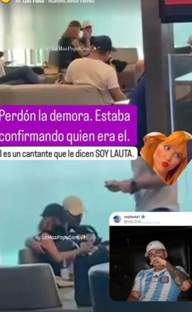 Flor Vigna en el aeropuerto de Puerto Iguazú con el cantante Soy Lauta (Foto: captura Instagram/lomaspopu)