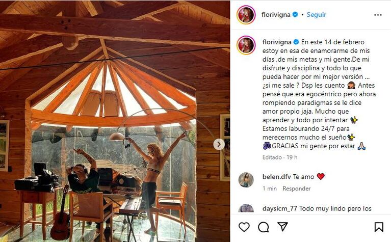 Flor Vigna en sus redes sociales.