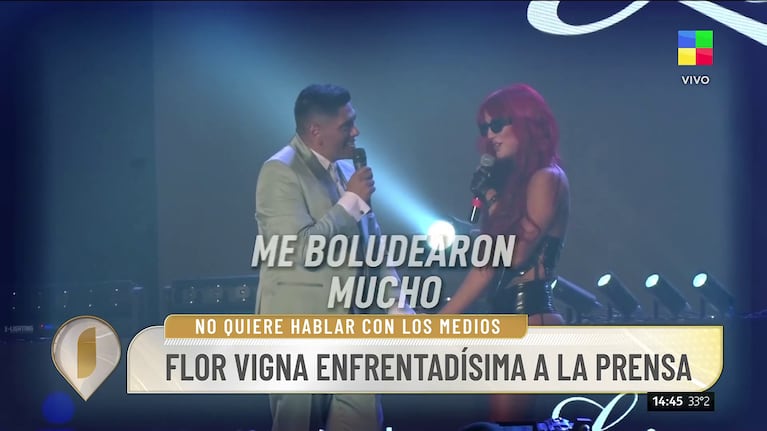 Flor Vigna en un show gratuito en Córdoba contra Luciano Castro (Foto: captura de América).