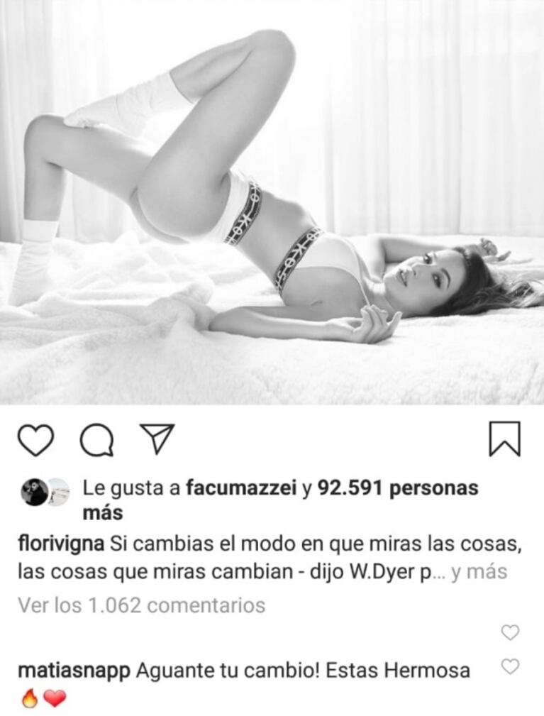 Flor Vigna habló de su transformación y Mati Napp le respondió con un dulce piropo: "¡Aguante tu cambio! Estás hermosa"