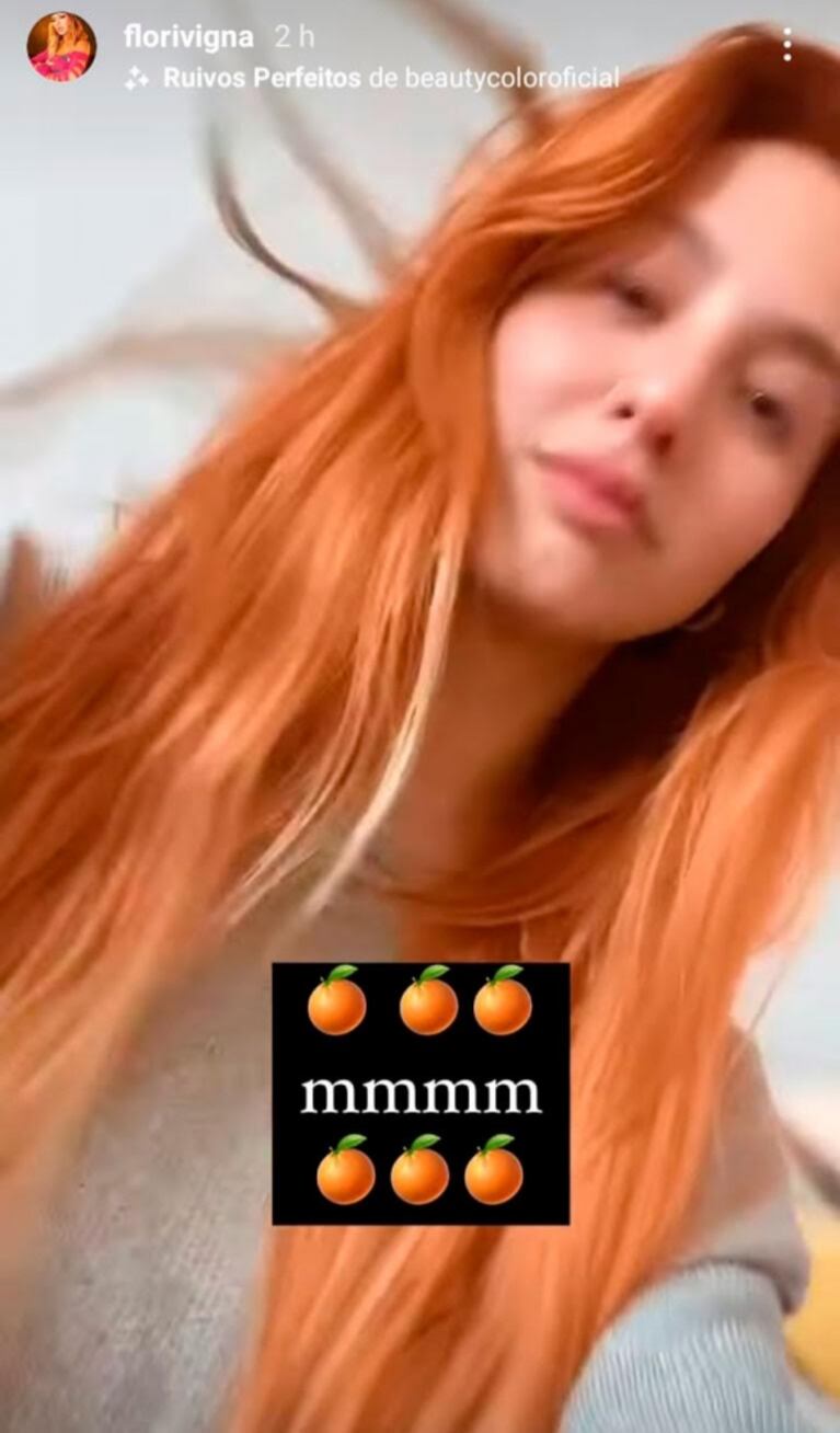 Flor Vigna jugó con un radical cambio de look: dejó el rubio por el pelirrojo