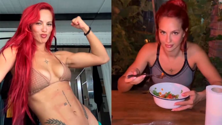 Flor Vigna mostró su rutina para bajar 8 kilos en un mes: qué come y cómo entrena (capturas de Instagram)