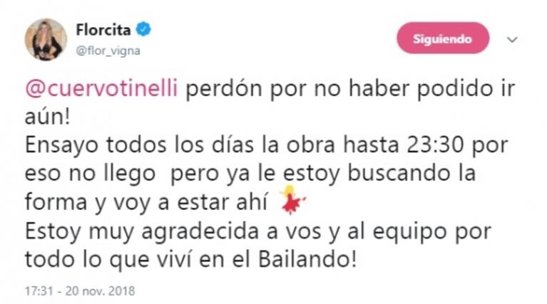 ¿Flor Vigna regresa al Bailando? Mirá qué dijo tras la invitación de Tinelli: "Estoy buscando la forma y voy a estar ahí"