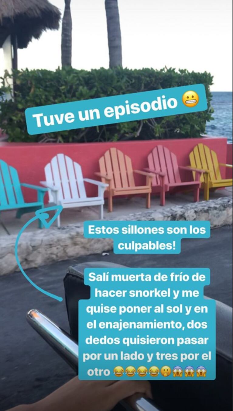 Florencia Bertotti mostró fotos de su accidente en sus vacaciones en Cancún: "No apto para impresionables"