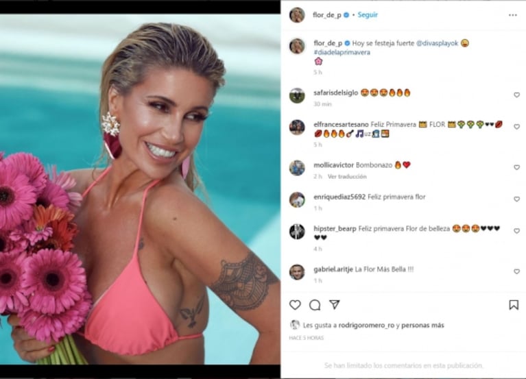 Florencia Peña festejó la Primavera con una microbikini rosa: “Hoy se festeja fuerte”