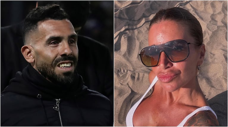 Florencia Peña y Carlos Tevez (Fotos: AFP / Instagram @flor_de_p)
