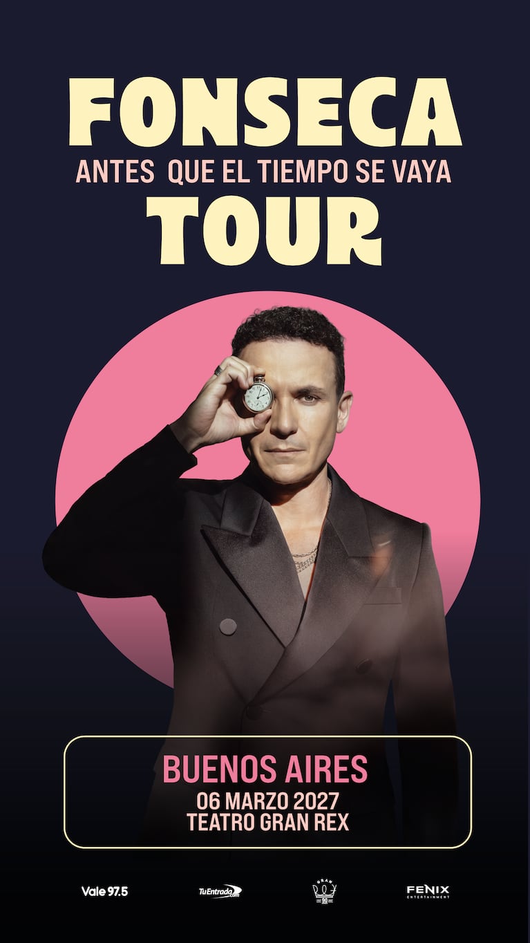 Fonseca en Argentina 2027: llega al Teatro Gran Rex con su gira “Antes Que El Tiempo Se Vaya Tour”