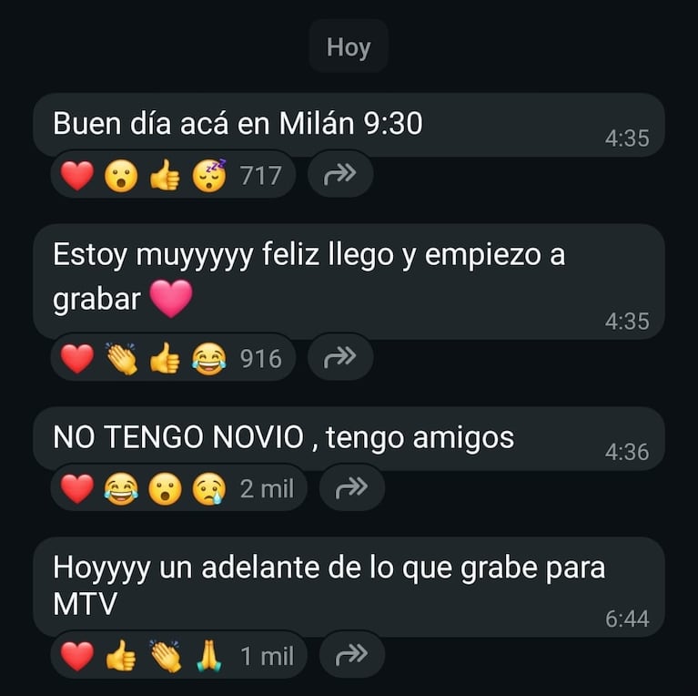 Foto: Captura de canal de difusión de WhatsApp de Wanda Nara