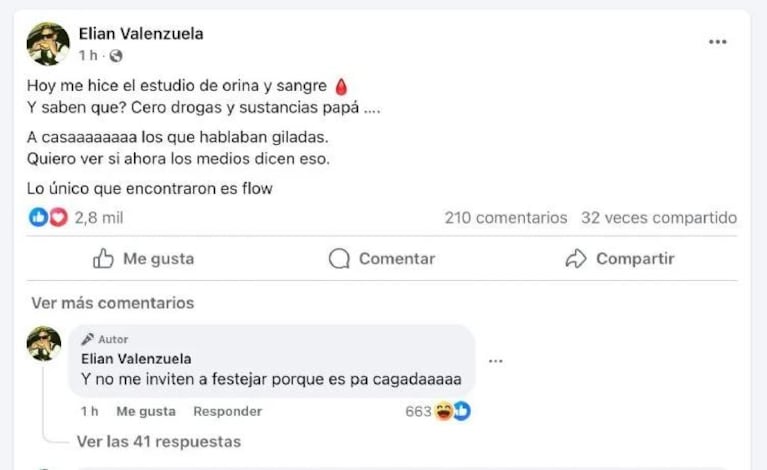 Foto: Captura de Facebook (Elián Valenzuela)