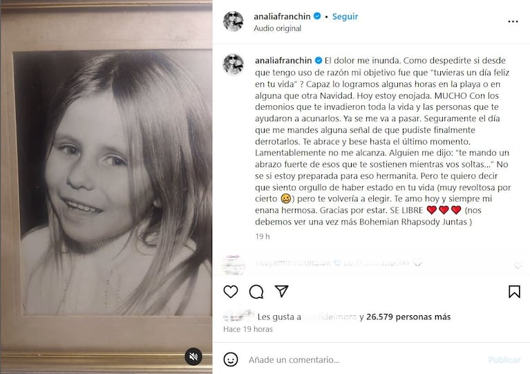 Foto: Captura de Instagram (@analiafranchin)