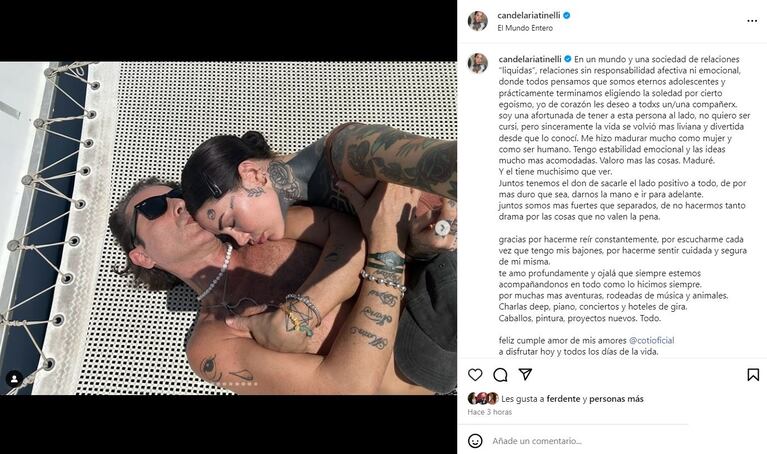 Foto: Captura de Instagram (@candelariatinelli)