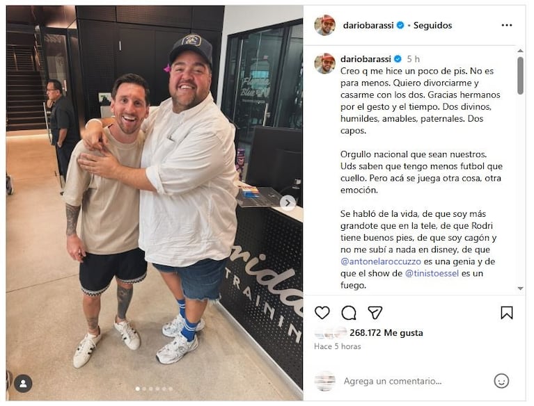 Foto: Captura de Instagram (@dariobarassi)