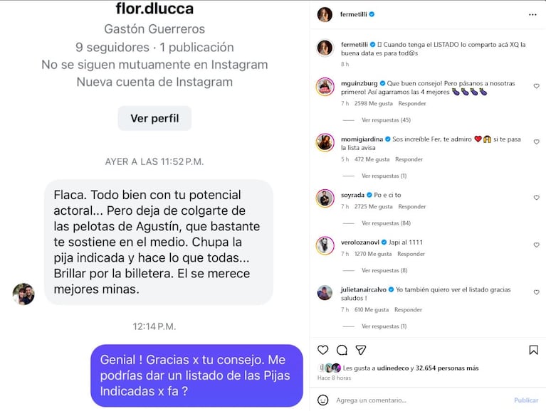 Foto: Captura de Instagram (@fermetilli)