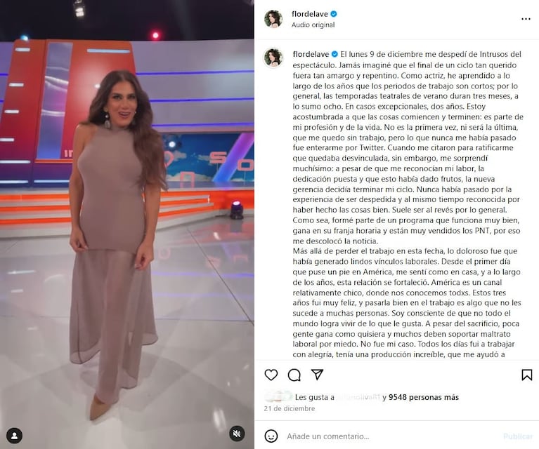 Foto: Captura de Instagram (@flordelave)