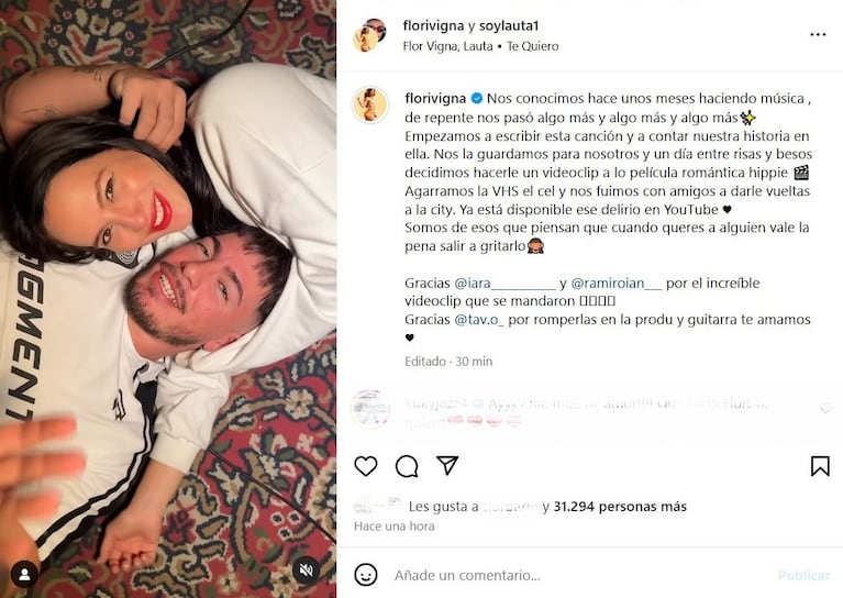 Foto: Captura de Instagram (@florivigna)