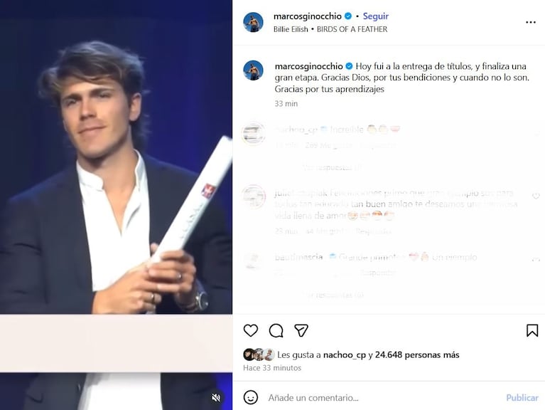 Foto: Captura de Instagram (@marcosginocchio)
