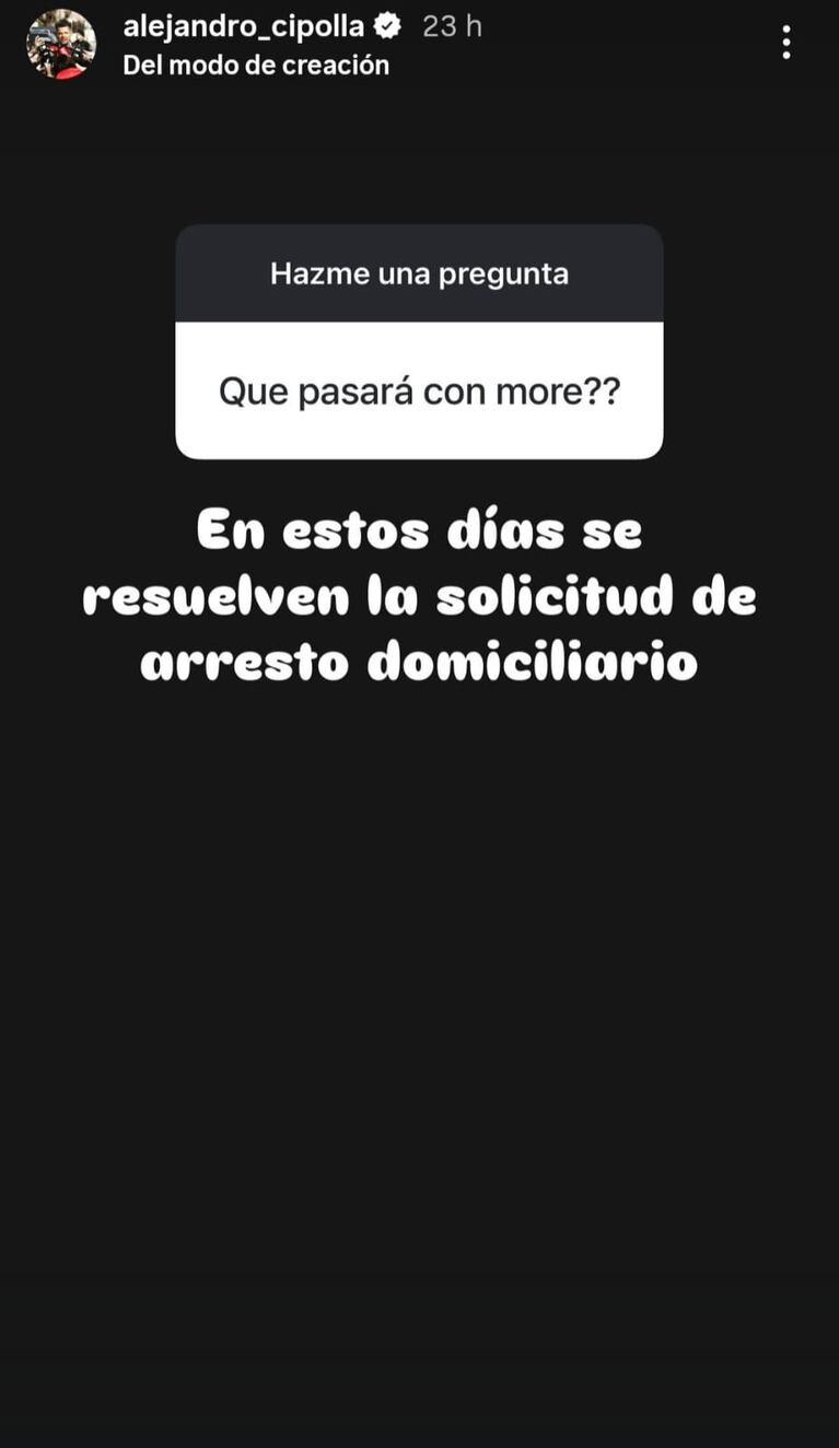 Foto: Captura de Instagram Stories (@alejandro_cipolla)