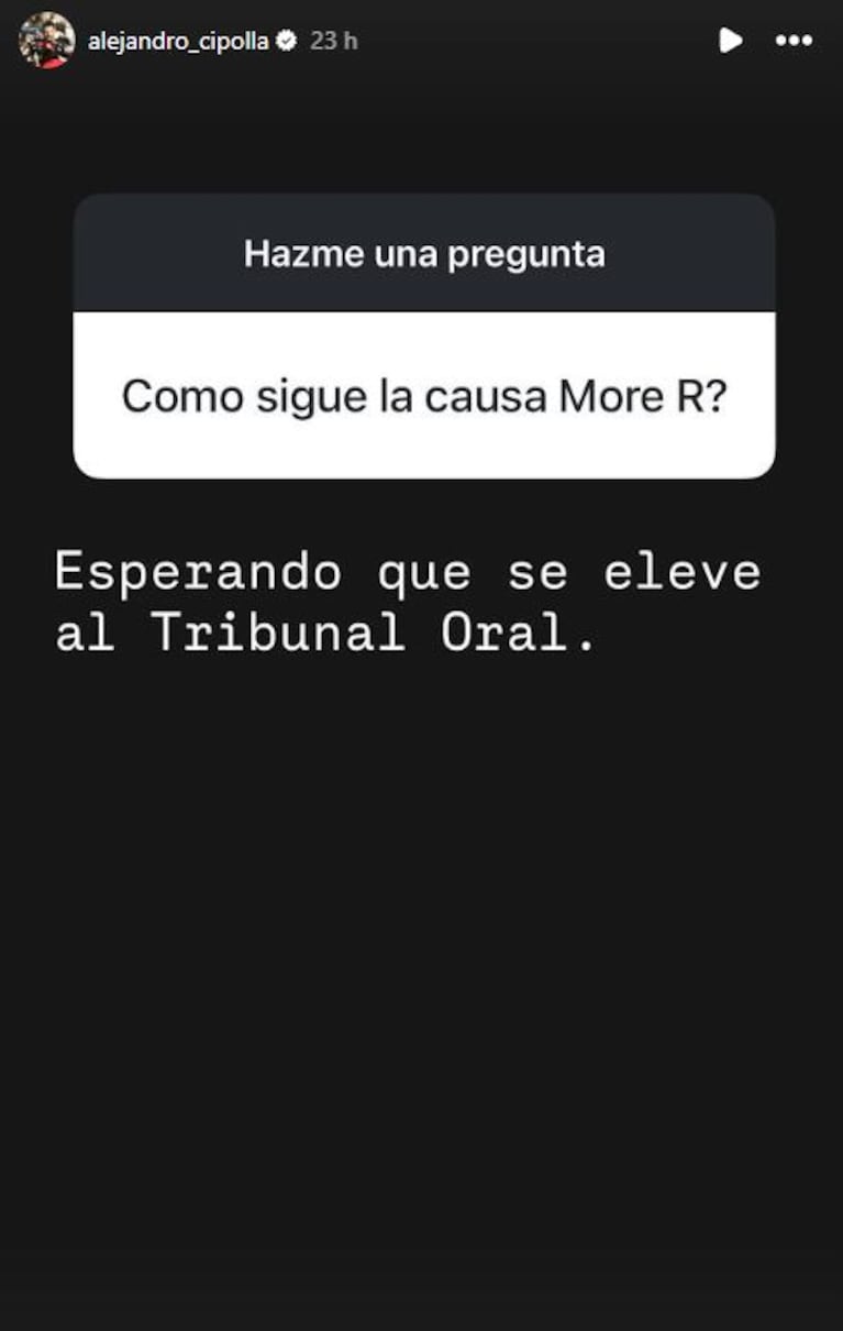 Foto: Captura de Instagram Stories (@alejandro_cipolla)