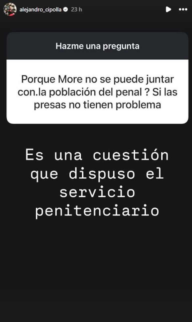 Foto: Captura de Instagram Stories (@alejandro_cipolla)