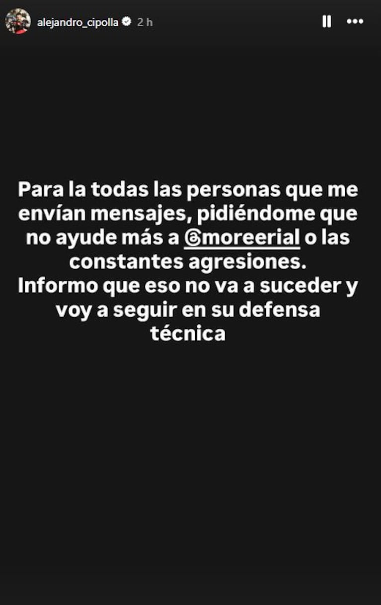Foto: Captura de Instagram Stories (@alejandro_cipolla)