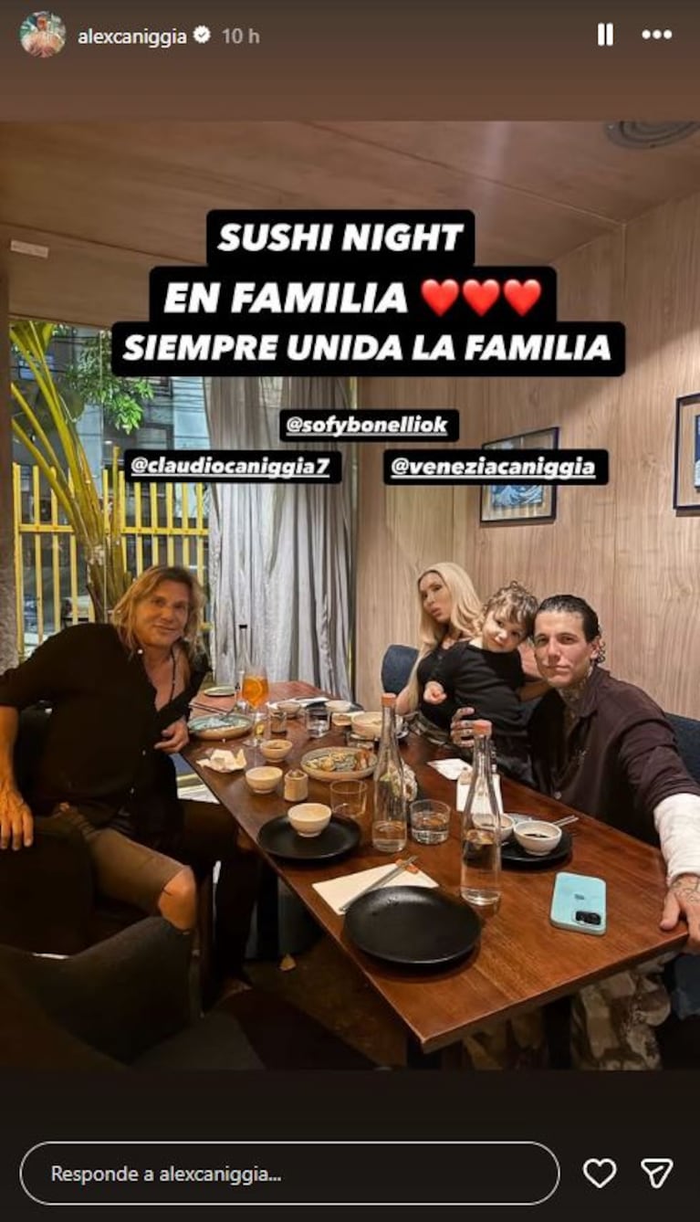 Foto: Captura de Instagram Stories (@alexcaniggia)