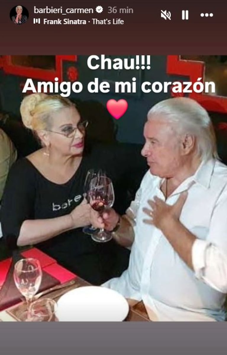 Foto: Captura de Instagram Stories (@barbieri_carmen)