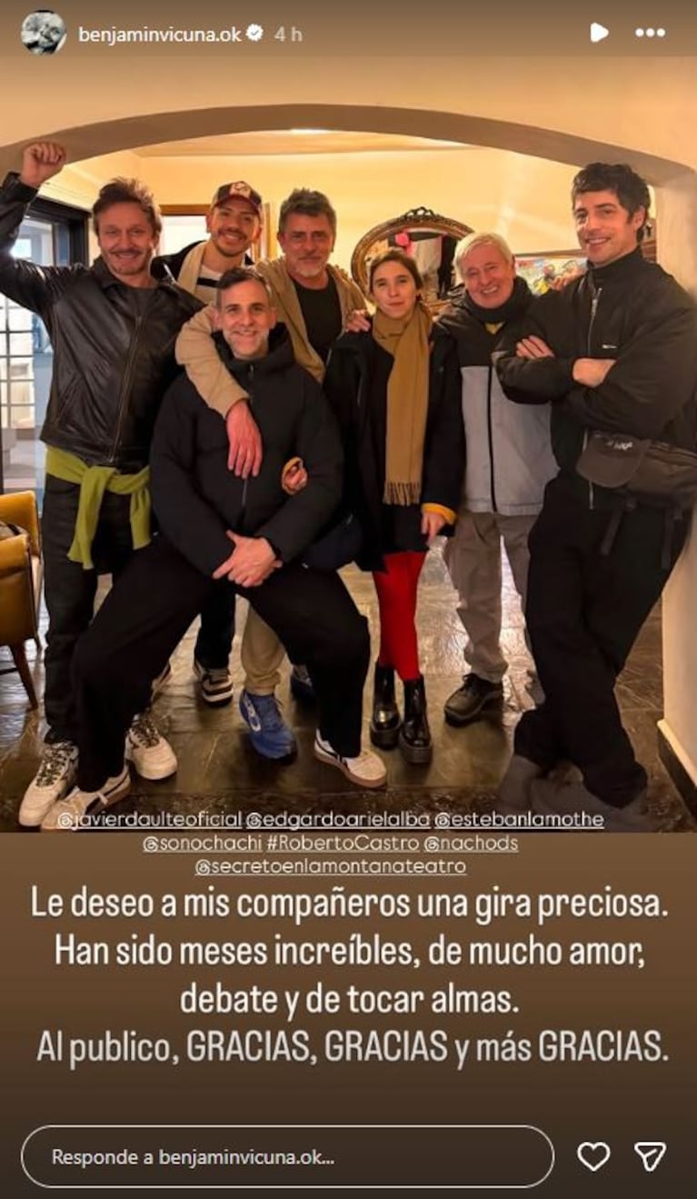 Foto: Captura de Instagram Stories (@benjaminvicuna.ok)