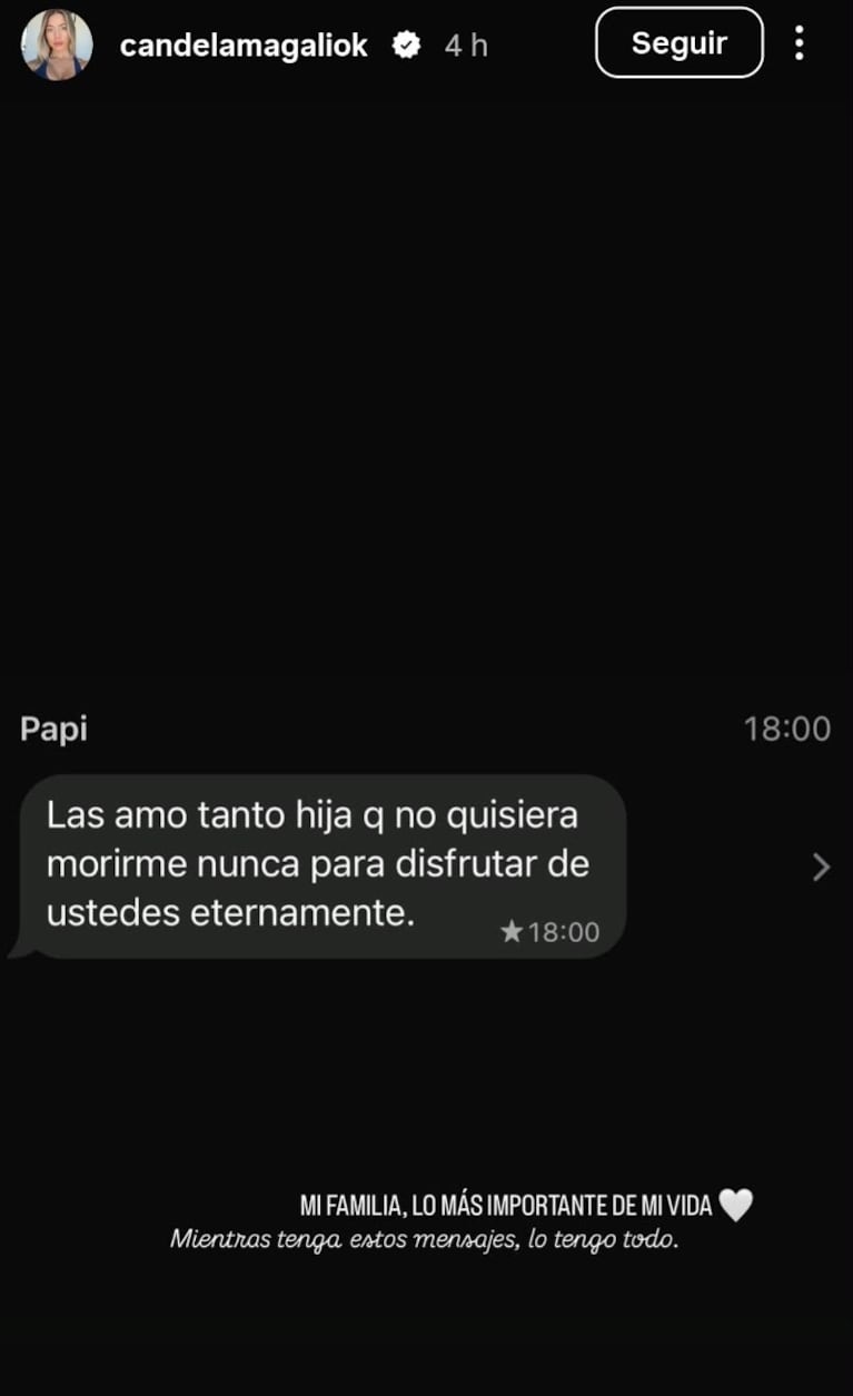 Foto: Captura de Instagram Stories (@candelamagaliok)