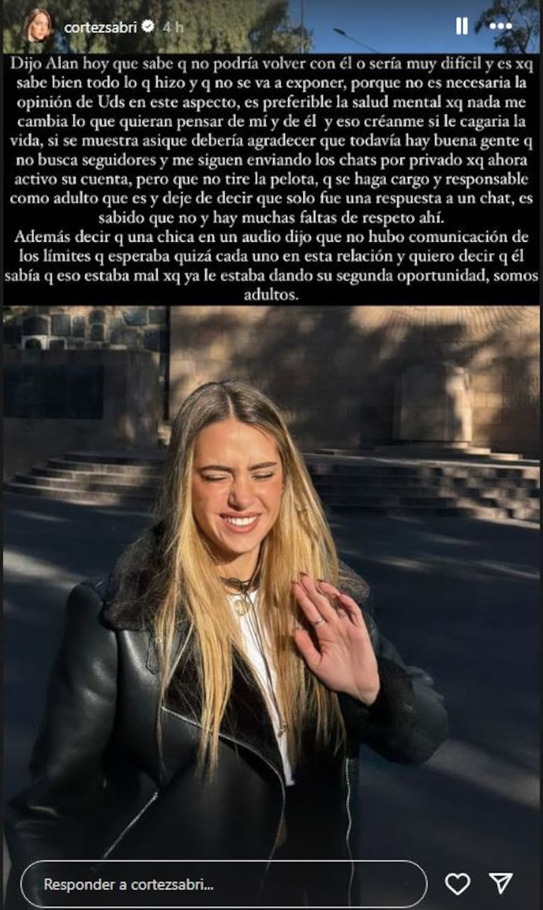 Foto: Captura de Instagram Stories (@cortezsabri)