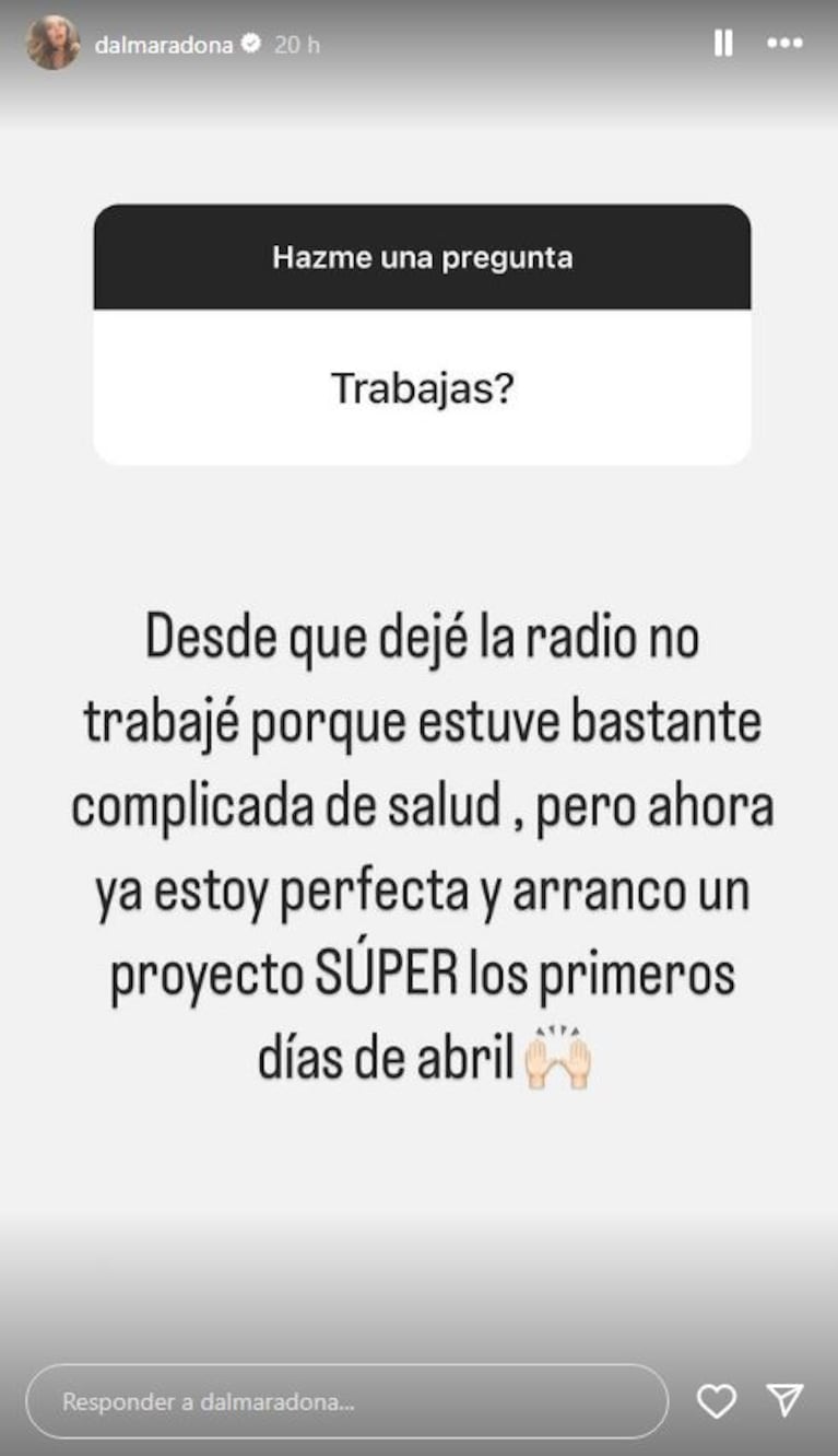 Foto: Captura de Instagram Stories (@dalmaradona)