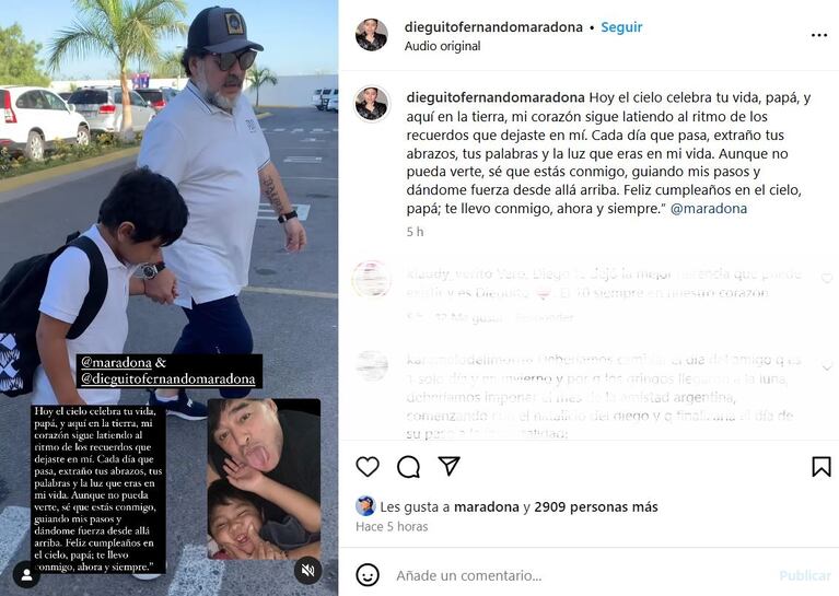 Foto: Captura de Instagram Stories (@dieguitofernandomaradona)