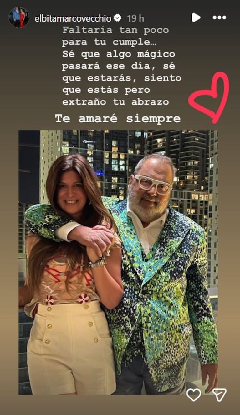 Foto: Captura de Instagram Stories (@elbitamarcovecchio)