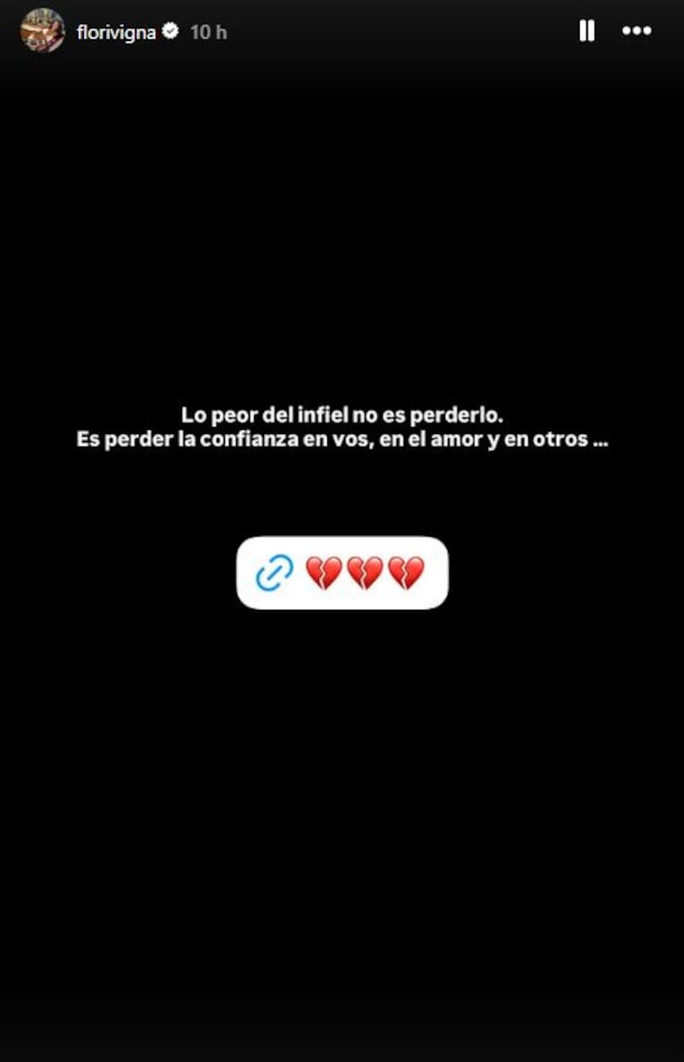 Foto: Captura de Instagram Stories  (@florivigna)