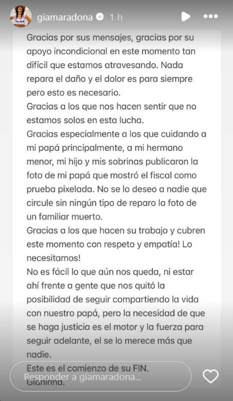 Foto: Captura de Instagram Stories (@giamaradona)