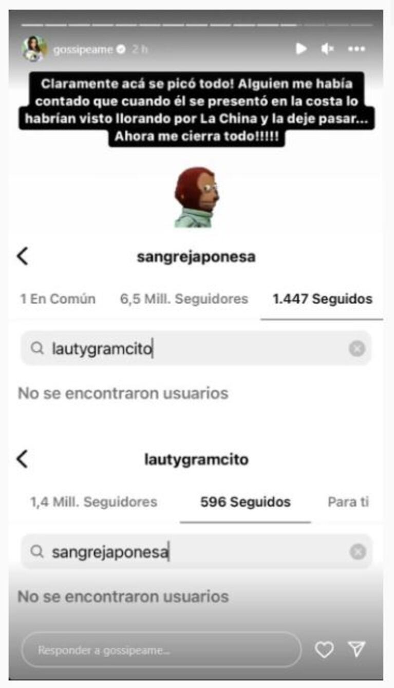 Foto: Captura de Instagram Stories (@gossipeame)