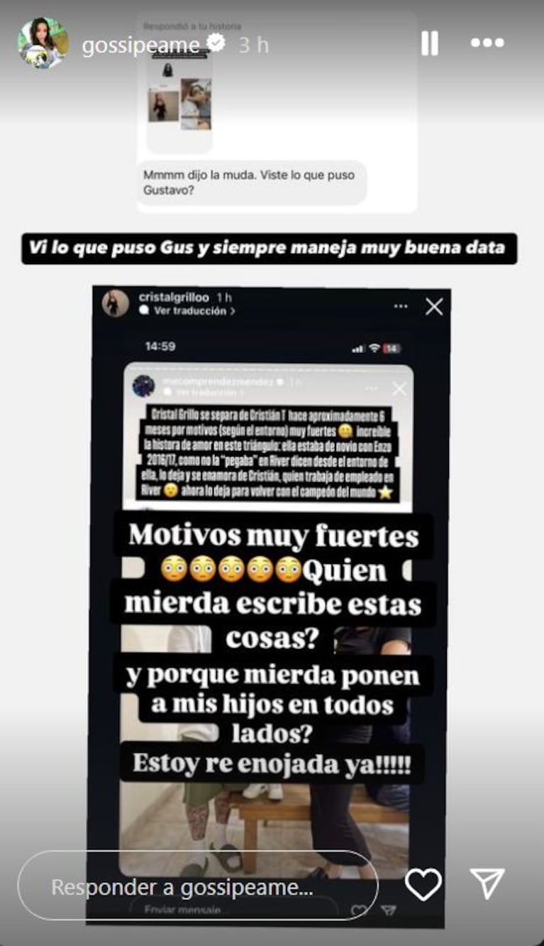 Foto: Captura de Instagram Stories (@gossipeame)