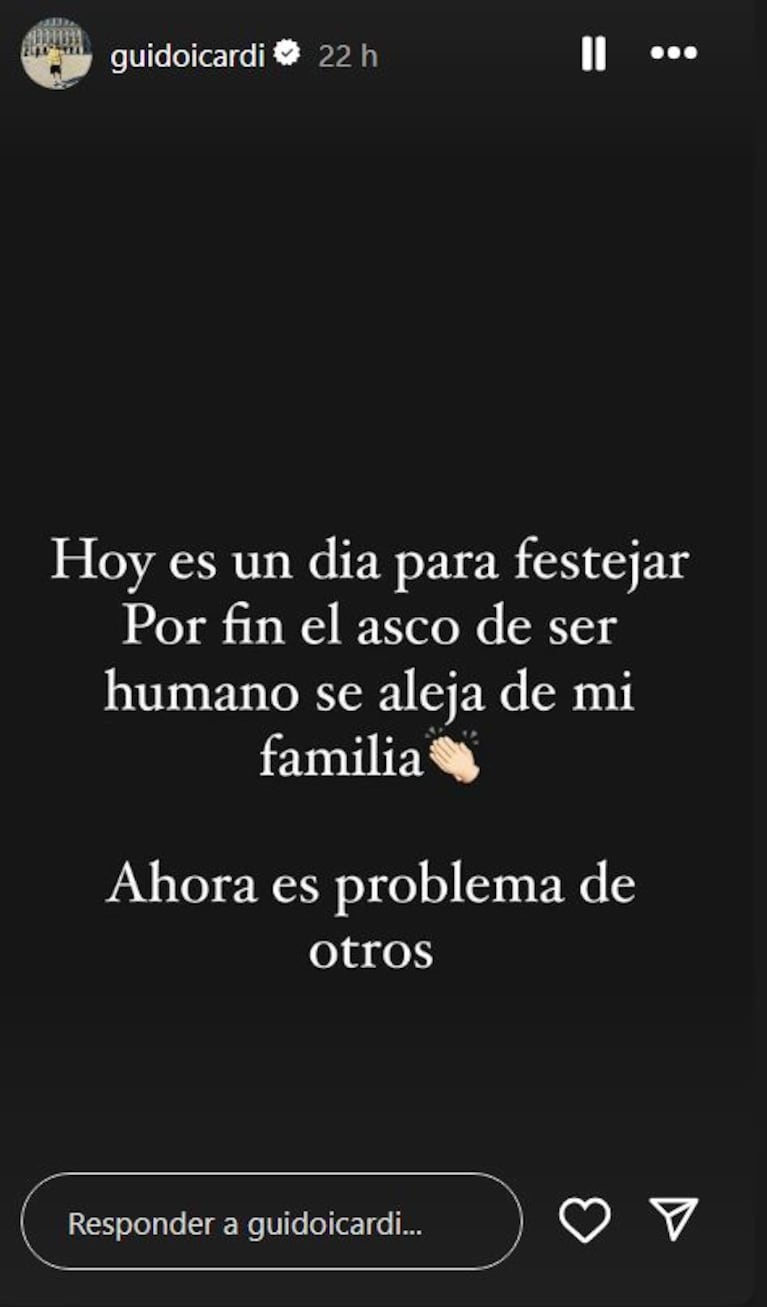 Foto: Captura de Instagram Stories (@guidoicardi)