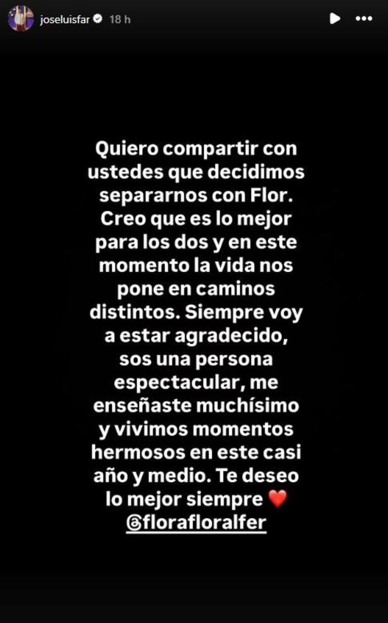 Foto: Captura de Instagram Stories (@joseluisfar)