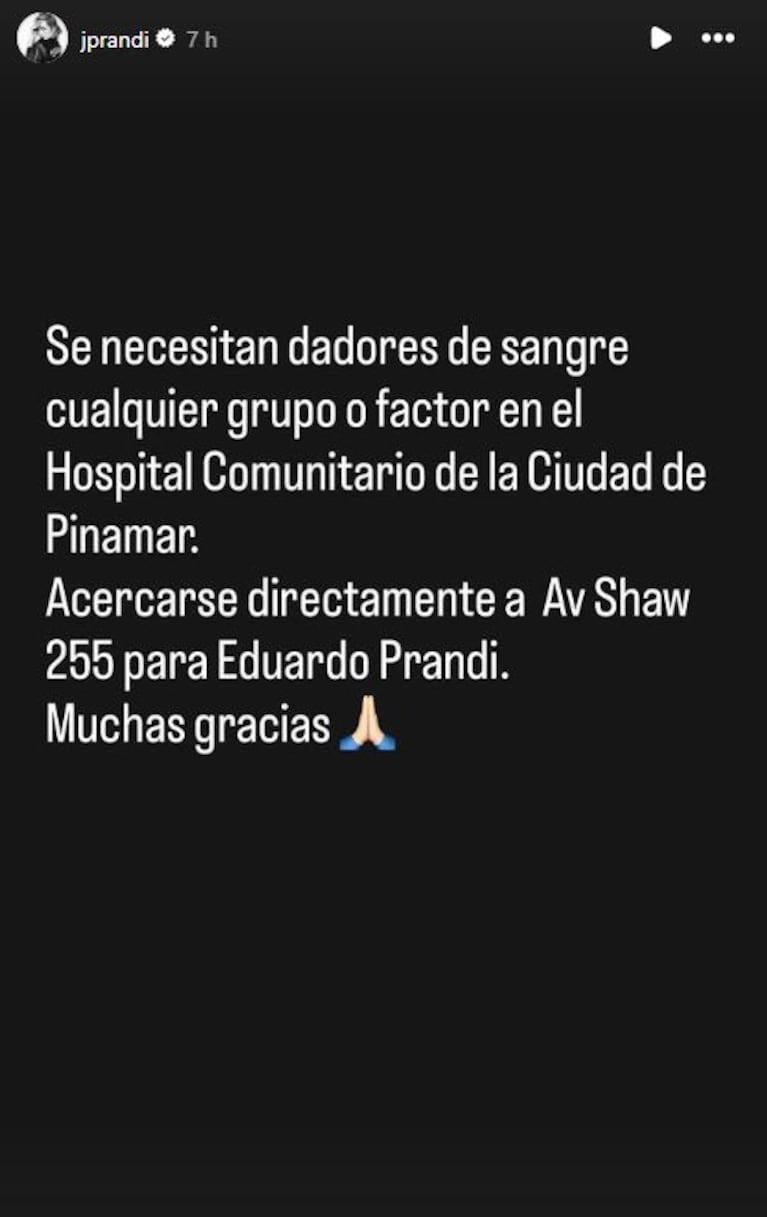 Foto: Captura de Instagram Stories (@jprandi)