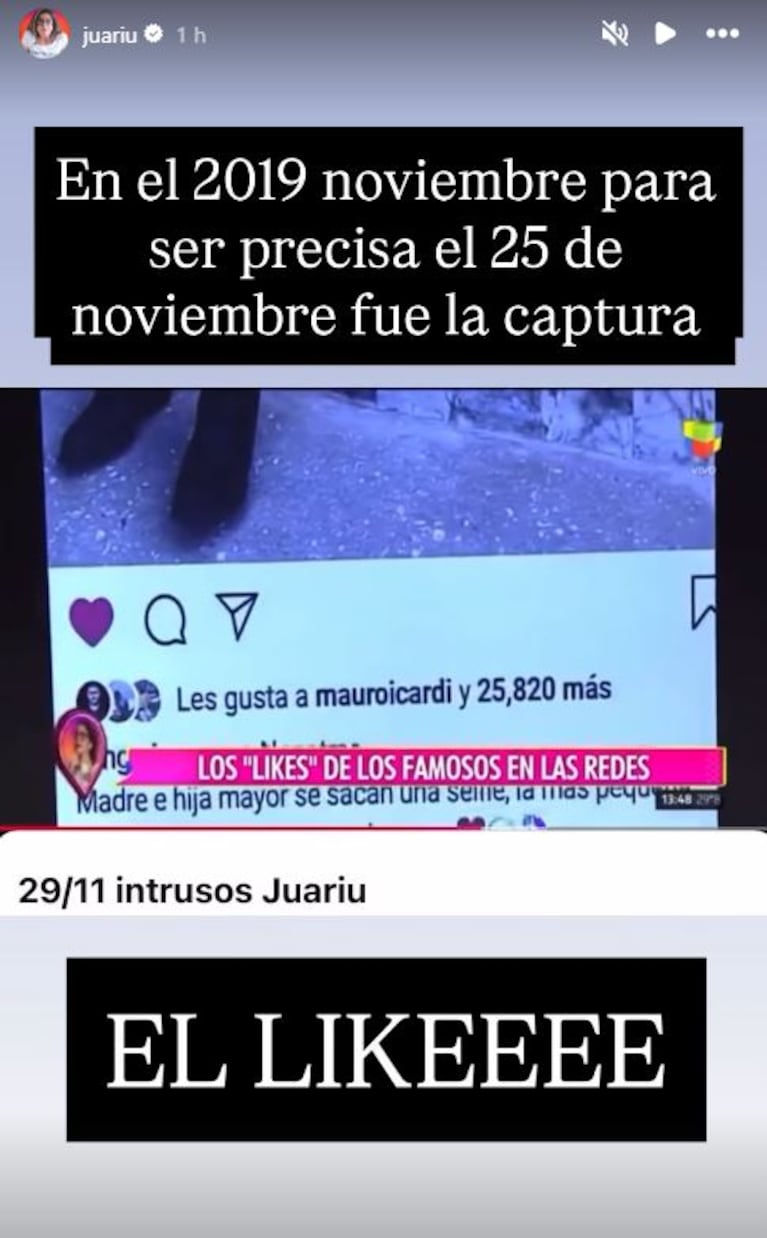 Foto: Captura de Instagram Stories (@juariu)