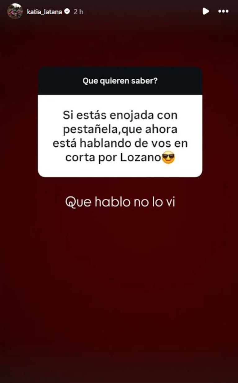 Foto: Captura de Instagram Stories (@katia_latana)