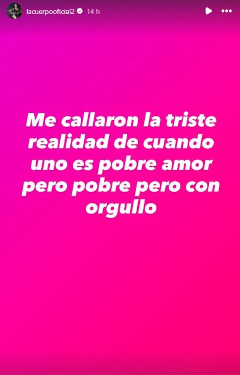 Foto: Captura de Instagram Stories (@lacuerpooficial2)