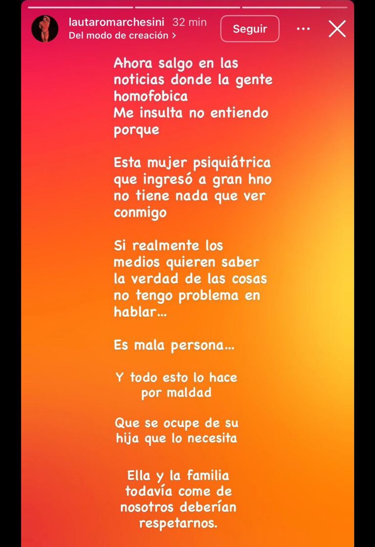 Foto: Captura de Instagram Stories (@lautaromarchesini)