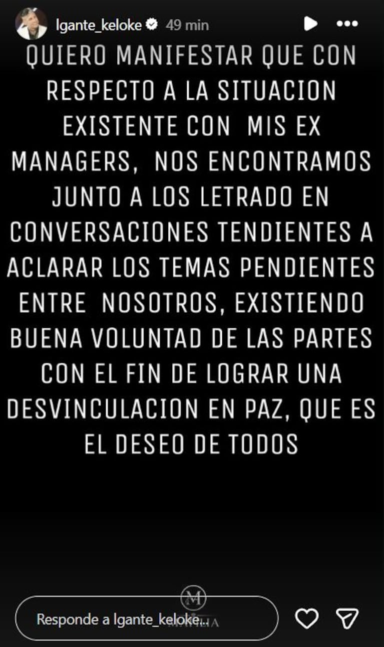 Foto: Captura de Instagram Stories (@lgante_keloke)