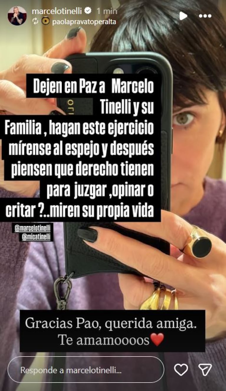 Foto: Captura de Instagram Stories (@marcelotinelli)